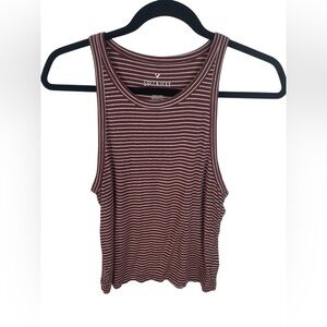 American Eagle Soft and Sexy Burgundy and White Rib Tube Tank Top M Girl Juniors